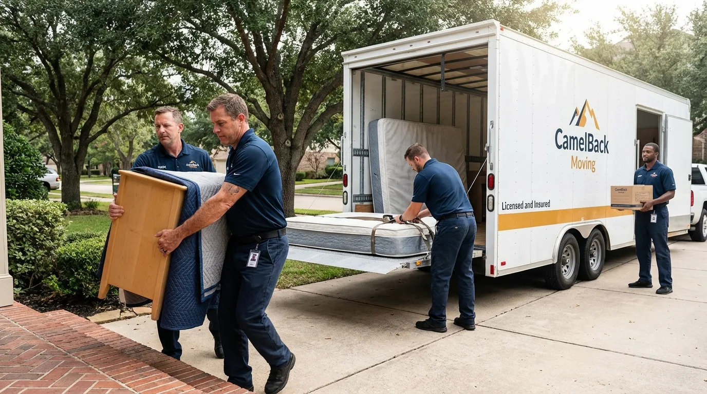 Crew loading residential truck for cross-state move from Spring Hope, NC