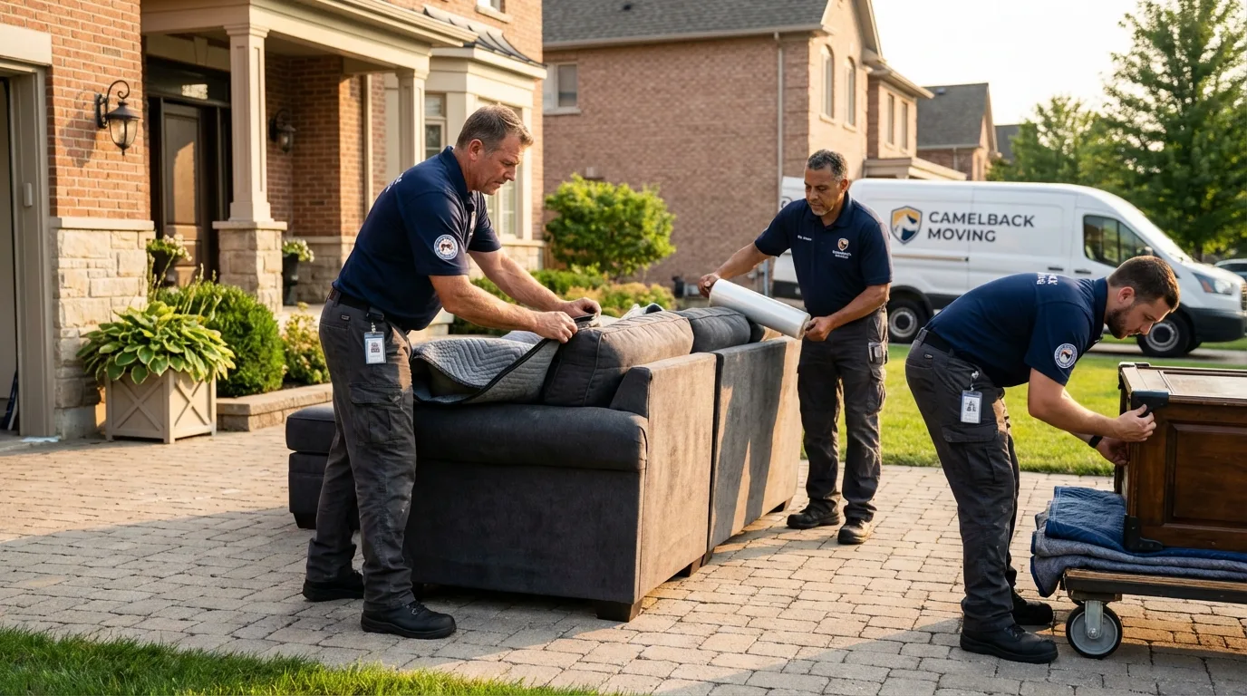 Large estate moving crew wrapping furniture in Spring Hope, NC